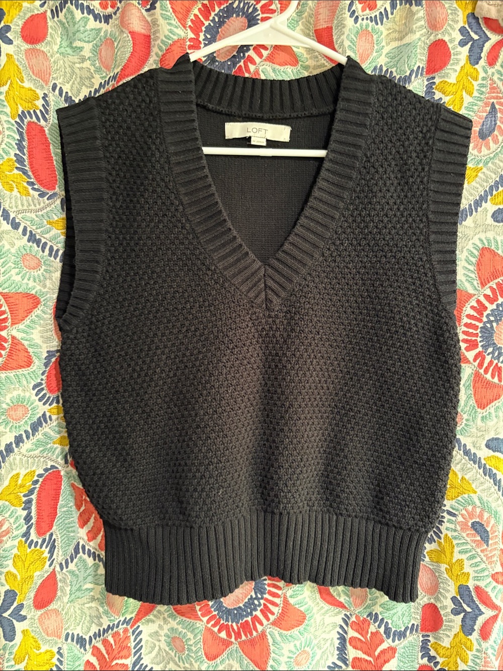 LOFT Black Knit V-Neck Sweater Vest